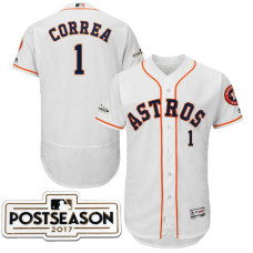 Houston Astros Carlos Correa #1 White 2017 Postseason Patch Flex Base Jersey