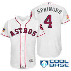 Houston Astros #4 George Springer White Stars & Stripes 2016 Independence Day Cool Base Jersey
