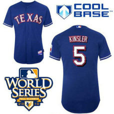 Texas Rangers #5 Ian Kinsler Blue Cool Base 2010 World Series Patch Jersey