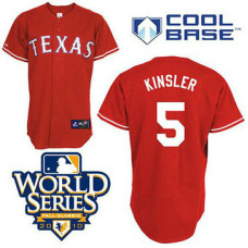 Texas Rangers #5 Ian Kinsler Red Cool Base 2010 World Series Patch Jersey