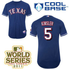 Texas Rangers #5 Ian Kinsler Blue Alternate 2 Cool Base 2011 World Series Patch Jersey