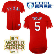 Texas Rangers #5 Ian Kinsler Red Alternate 1 Cool Base 2011 World Series Patch Jersey