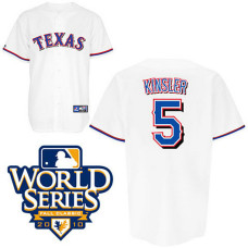 Texas Rangers #5 Ian Kinsler White 2010 World Series Patch Jersey