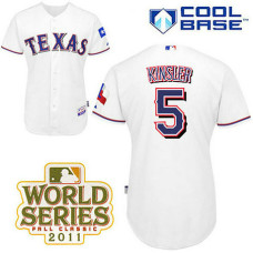 Texas Rangers #5 Ian Kinsler White Home Cool Base 2011 World Series Patch Jersey