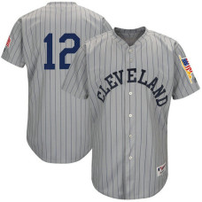 Cleveland Indians #12 Francisco Lindor Grey 1917 Throwback Turn Back the Clock Authentic Player Jersey