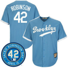 Brooklyn Dodgers Jackie Robinson #42 Light Blue Cool Base Cooperstown Collection Player Jersey