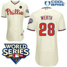 Philadelphia Phillies #28 Jayson Werth Cream Cool Base with 2009 World Series HK Patch Jersey
