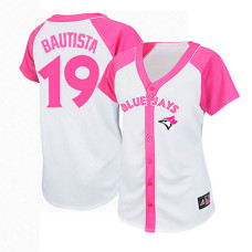 Women - Toronto Blue Jays #19 Jose Bautista White/Pink Splash Fashion Jersey