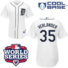 Detroit Tigers #35 Justin Verlander Cool Base White with 2012 World Series Patch Jersey
