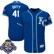 Kansas City Royals Danny Duffy #41 Royal 50th Anniversary Patch On-Field Flex Base Player Jersey