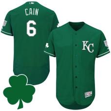 Kansas City Royals #6 Lorenzo Cain St. Patricks Day Green Celtic Flexbase Authentic Collection Jersey