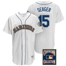 Kyle Seager #15 Seattle Mariners White Throwback Griffey Retirement Patch Jersey