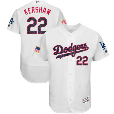 Clayton Kershaw #22 Los Angeles Dodgers 2017 Stars & Stripes Independence Day White Flex Base Jersey