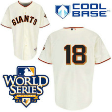 San Francisco Giants #18 Matt Cain Cream Cool Base 2010 World Series Patch Jersey