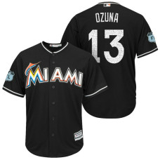 Miami Marlins #13 Marchell Ozuna 2017 Spring Training Grapefruit League Patch Black Cool Base Jersey
