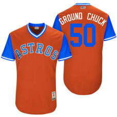 Houston Astros Charlie Morton #50 Ground Chuck Orange Nickname 2017 Little League Players Weekend Jersey