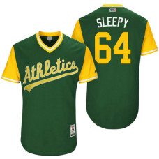 Oakland Athletics Michael Brady #64 Sleepy Green Nickname 2017 Little League Players Weekend Jersey