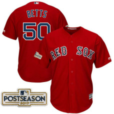 Mookie Betts #50 Boston Red Sox 2017 Postseason Scarlet Cool Base Jersey