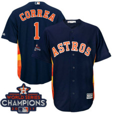 Houston Astros Carlos Correa #1 Navy 2017 World Series Champions Team Logo Patch Cool Base Jersey