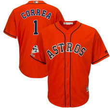 Houston Astros Carlos Correa #1 Orange 2017 World Series Champions Patch Cool Base Jersey