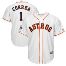 Houston Astros Carlos Correa #1 White 2017 World Series Champions Patch Cool Base Jersey