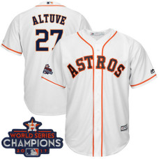 Houston Astros Jose Altuve #27 White 2017 World Series Champions Team Logo Patch Cool Base Jersey