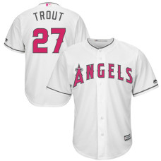 Los Angeles Angels #27 Mike Trout White Cool Base Jersey 2017 Mother's Day
