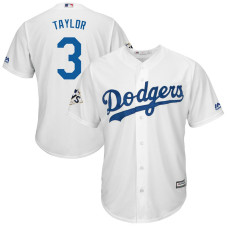 Chris Taylor #3 Los Angeles Dodgers 2017 World Series Bound White Cool Base Jersey