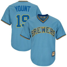 Robin Yount #19 Milwaukee Brewers Replica Cooperstown Light Blue Cool Base Jersey