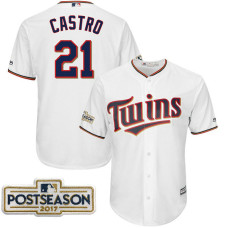 Jason Castro #21 Minnesota Twins 2017 Postseason White Cool Base Jersey