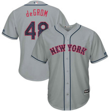 New York Mets Independence Day #48 Jacob deGrom 2017 Stars & Stripes Grey Cool Base Jersey