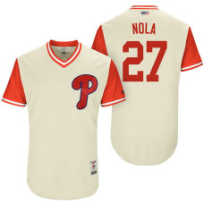 Philadelphia Phillies Aaron Nola #27 Nola Tan Nickname 2017 Little League Players Weekend Jersey