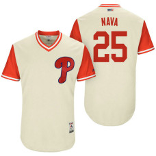 Philadelphia Phillies Daniel Nava #25 Nava Tan Nickname 2017 Little League Players Weekend Jersey