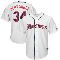 Seattle Mariners Independence Day #34 Felix Hernandez 2017 Stars & Stripes White Cool Base Jersey