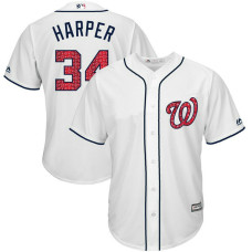 Washington Nationals Independence Day #34 Bryce Harper 2017 Stars & Stripes White Cool Base Jersey