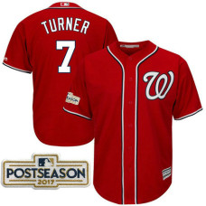 Trea Turner #7 Washington Nationals 2017 Postseason Scarlet Cool Base Jersey