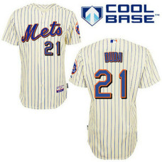 New York Mets #21 Lucas Duda Cream Blue Strip Alternate Cool Base Jersey