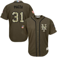 New York Mets #31 Mike Piazza Olive Camo Jersey