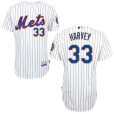 New York Mets #33 Matt Harvey White (Blue Strip) Home Cool Base Jersey