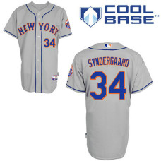 New York Mets #34 Noah Syndergaard Grey Cool Base Away Jersey