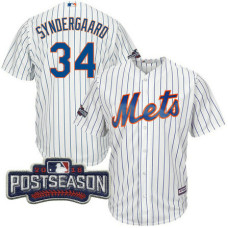 New York Mets Noah Syndergaard #34 White 2016 Postseason Patch Cool Base Jersey