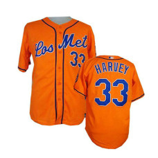 New York Mets #33 Matt Harvey Authentic Orange Los New York MetsCool Base Jersey
