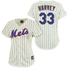 Women - New York Mets #33 Matt HarveyAuthentic CreamJersey