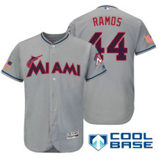 Miami Marlins #44 A.J. Ramos Grey Stars & Stripes 2016 Independence Day Cool Base Jersey