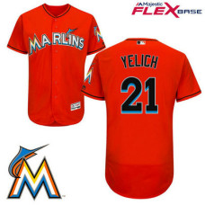 Miami Marlins Christian Yelich #21 Firebrick Flex Base Player Jersey