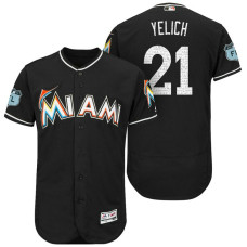 Miami Marlins Christian Yelich #21 Black 2017 Spring Training Grapefruit League Patch Authentic Collection Flex Base Jersey