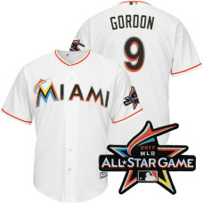 Miami Marlins Dee Gordon #9 White 2017 All-Star Game Patch Cool Base Jersey
