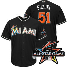 Miami Marlins Ichiro Suzuki #51 Black 2017 All-Star Game Patch Cool Base Jersey