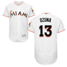 Miami Marlins Marcell Ozuna #13 White Authentic Collection Flexbase Jersey