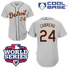 Detroit Tigers #24 Miguel Cabrera Cool Base Grey with 2012 World Series Patch Jersey